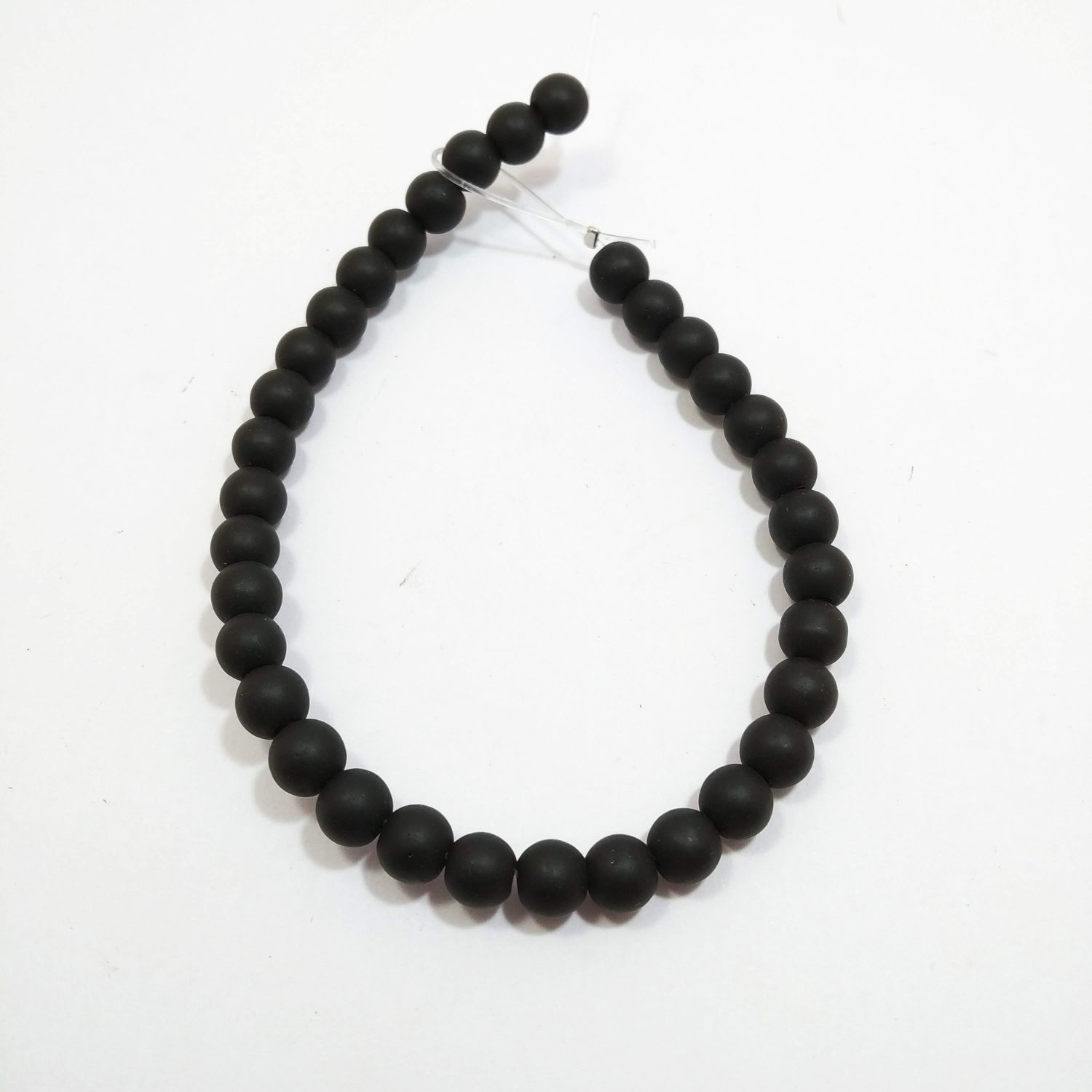Piedra bolita 6 mm obsidiana negro mate