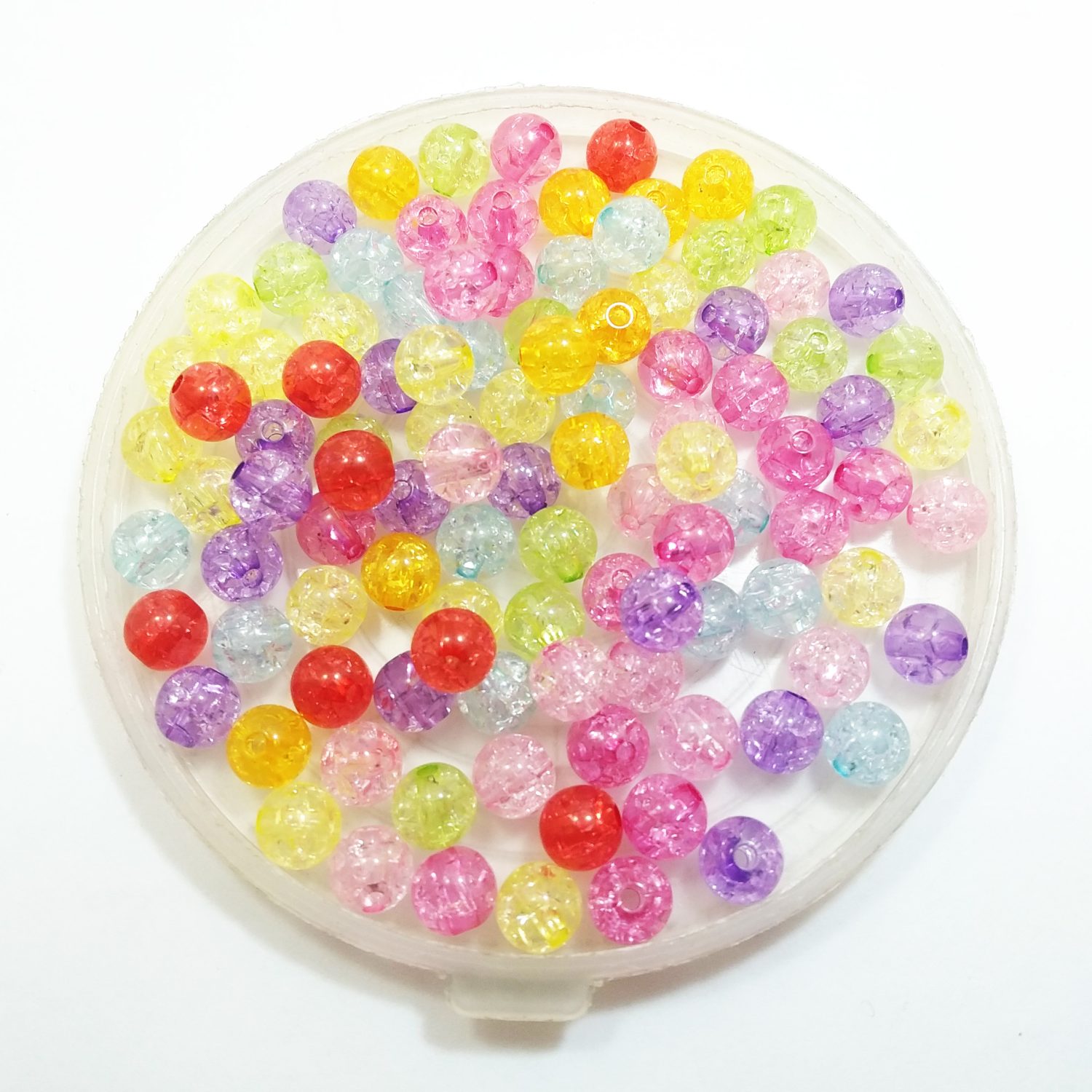 Bolitas acrilico craqueado transp 8 mm x10grs