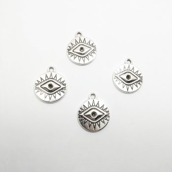 Dije metal niquel medalla ojo p/strass x10