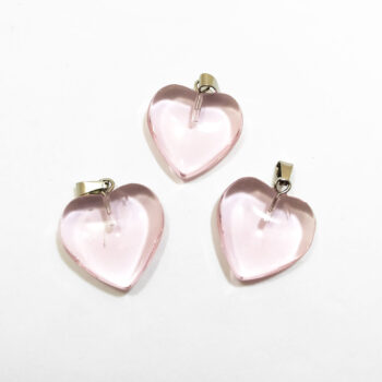 Dije corazon cristal liso rosa grande