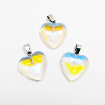 Dije corazon cristal liso transparente tornasol grande