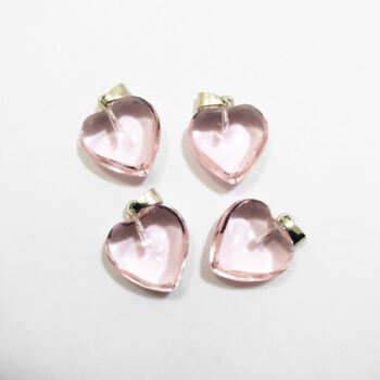 Dije corazon cristal liso rosa chico