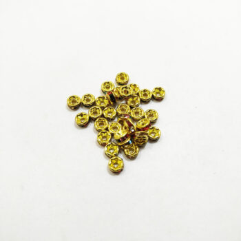 Rueditas de strass colores 4 mm dorado x10u