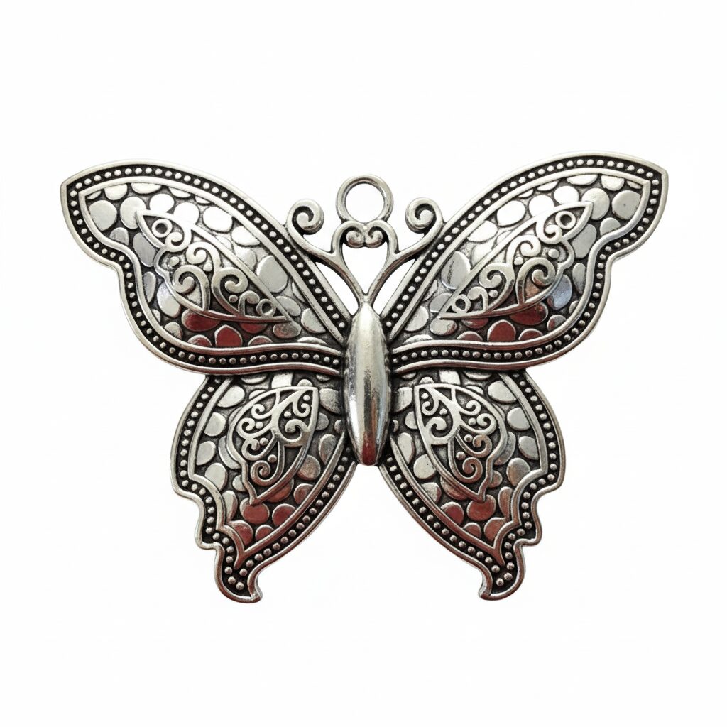 Dije metal mariposa grande niquel