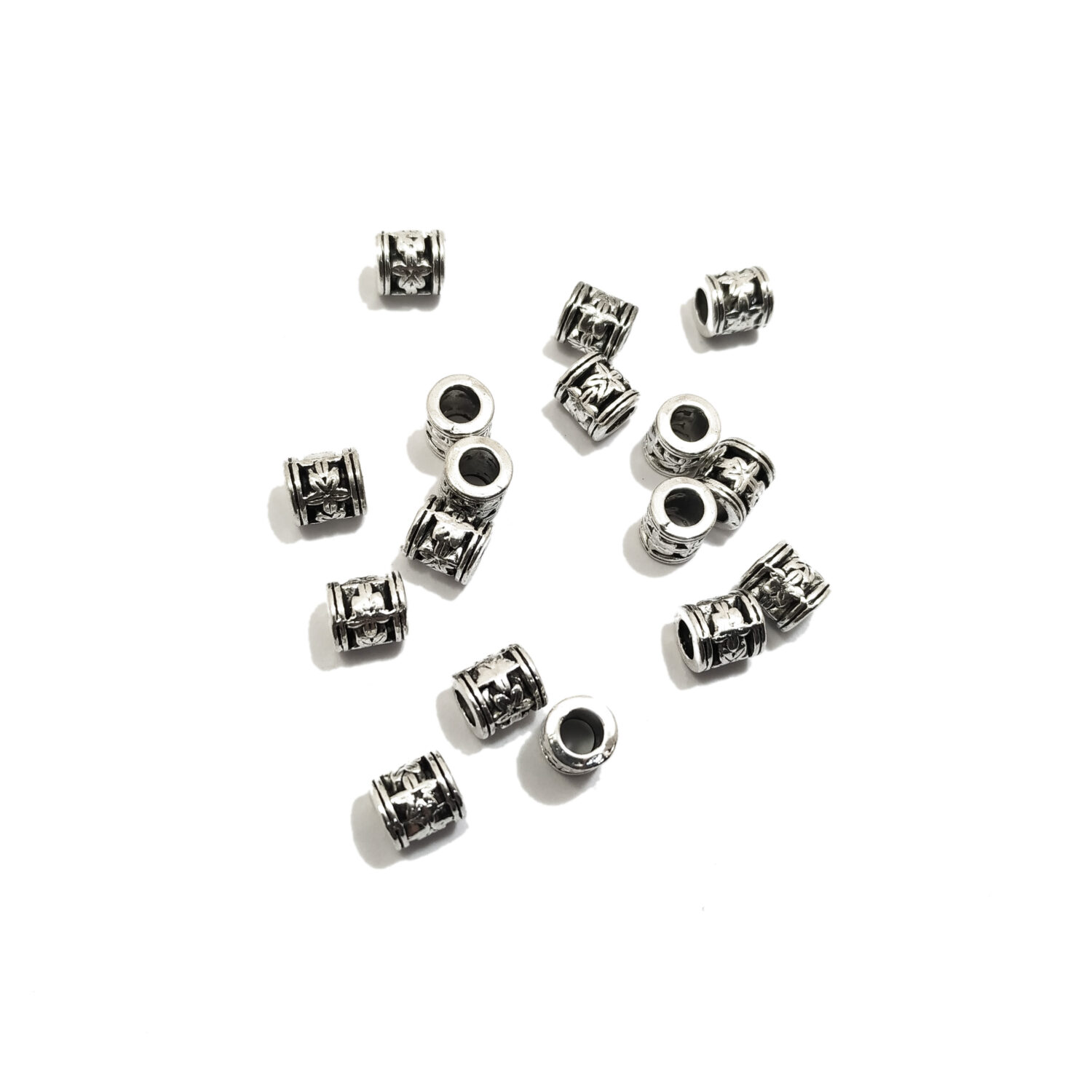 Separador metal tubo calado flor niquel x10u