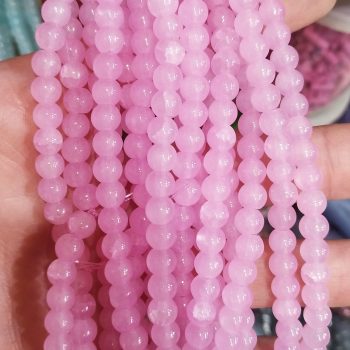 Tira bolitas de vidrio 6 mm rosa opalino