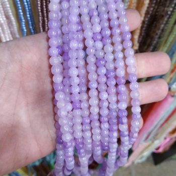 Tira bolitas de vidrio 6 mm estilo piedra lila
