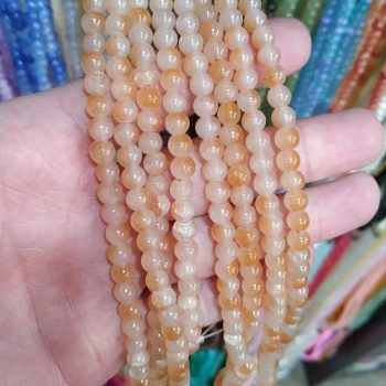 Tira bolitas de vidrio 6 mm estilo piedra naranja claro