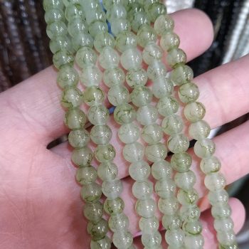Tira bolitas de vidrio 6 mm estilo piedra verde seco