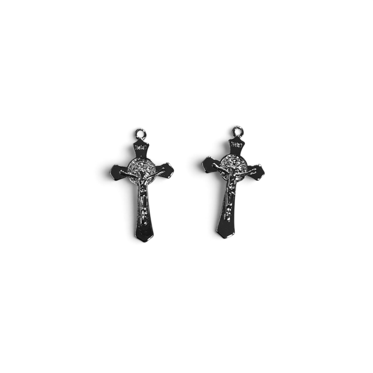 Dije fundicion cruz de rosario niquel san benito