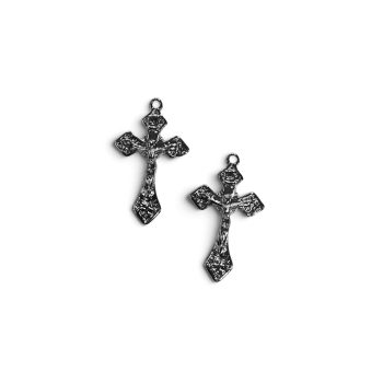 Dije fundicion cruz de rosario niquel puntas rombo