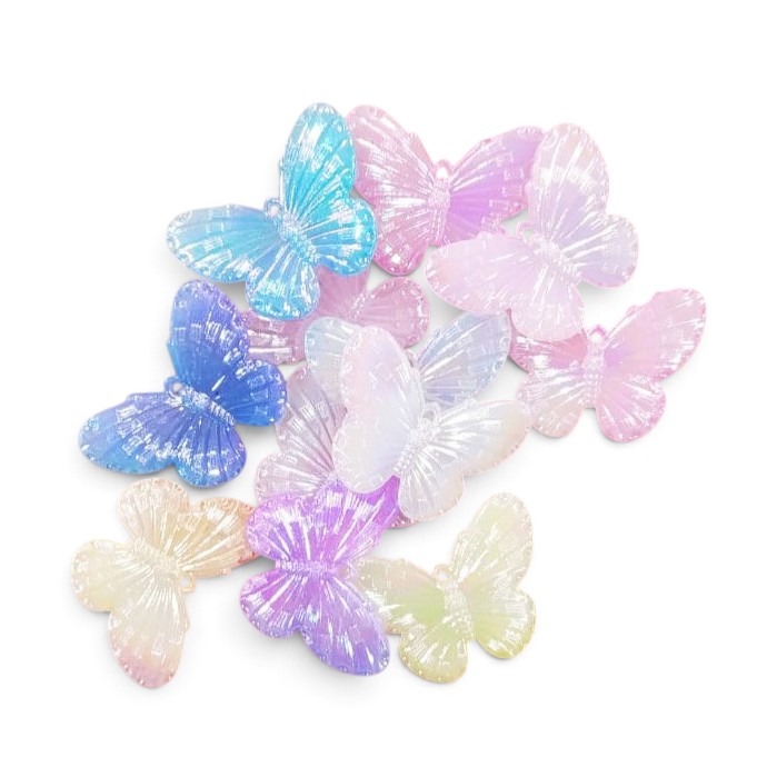 Dije acrilico mariposa multicolor x10 grs